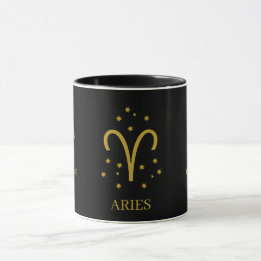 Simple Black and Gold  Aries Zodiac Coffee マグカップ