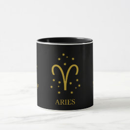 Simple Black and Gold  Aries Zodiac Coffee マグカップ