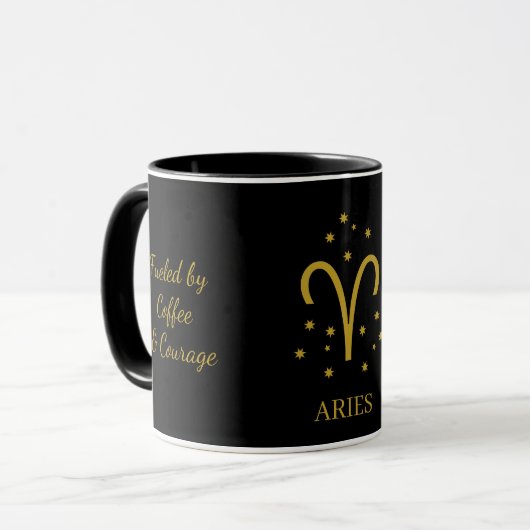Simple Black and Gold Aries Zodiac Coffee マグカップ (正面左)