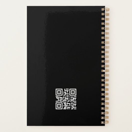 Simple Black and Gold Logo & QR Code Monogram プランナー手帳 (裏面)