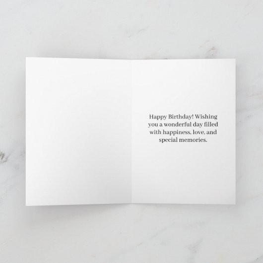 Simple Black and Gold Script Circle Photo Birthday カード (内部)