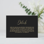Simple Black and Gold Wedding Details エンクロージャーカード (スタンド正面)