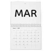 Simple Black and White 2026 カレンダー (3月 2027)