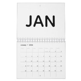 Simple Black and White 2026 カレンダー