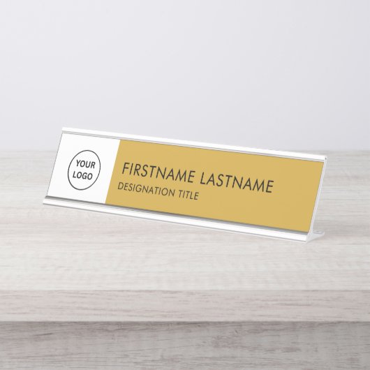 Simple Black and White - Add Logo, Name, Title デスクネームプレート (正面)