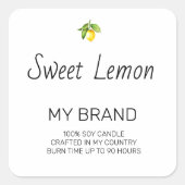 Simple Black and White Candle Product Label スクエアシール (正面)