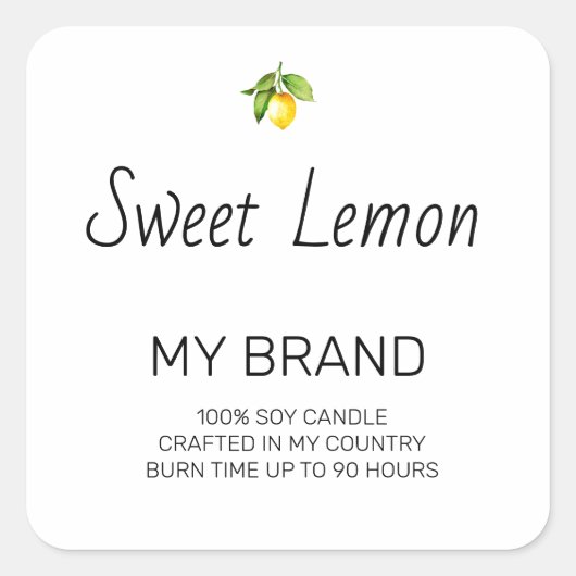 Simple Black and White Candle Product Label スクエアシール (正面)