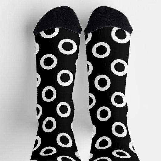 Simple Black and White Circles Dotted Pattern ソックス (上部)