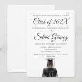 Simple Black and White Class of 2026 graduation 招待状 (正面/裏面)