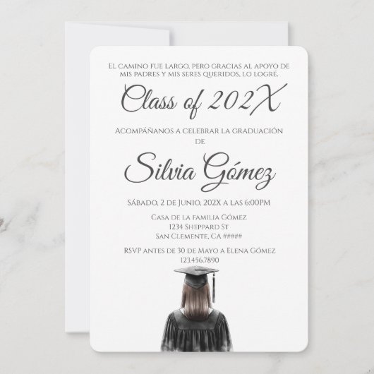 Simple Black and White Class of 2026 graduation 招待状 (正面)