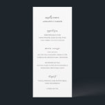 Simple Black and White Clean Guest Name Wedding メニュー<br><div class="desc">Modern wedding menu featuring a simple design with classic serif and elegant script fonts.  Use the template to add the name of each guest and skip the place cards.</div>