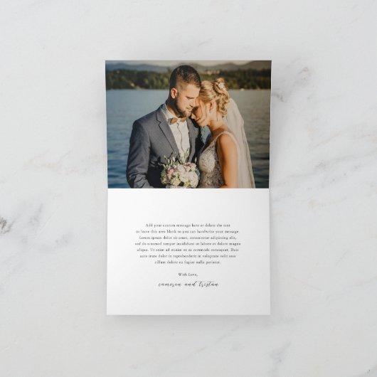 Simple Black and White Clean Wedding サンキューカード (内部)