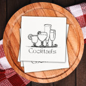 Simple Black and White Cocktails Napkin スタンダードカクテルナプキン