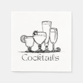 Simple Black and White Cocktails Napkin スタンダードカクテルナプキン (正面)