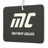Simple Black and White Cool Personalized Monogram カーエアーフレッシュナー (左)