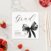 Simple Black and White Cute Bow Graduation Party スタンダードカクテルナプキン (インサイチュ)