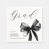 Simple Black and White Cute Bow Graduation Party スタンダードカクテルナプキン (正面)