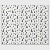 Simple Black and White Doodle Christmas Modern ラッピングペーパー (フラット)