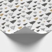 Simple Black and White Doodle Christmas Modern ラッピングペーパー (角)