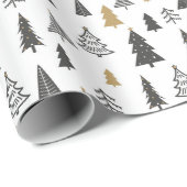 Simple Black and White Doodle Christmas Modern ラッピングペーパー (ロールコーナー)