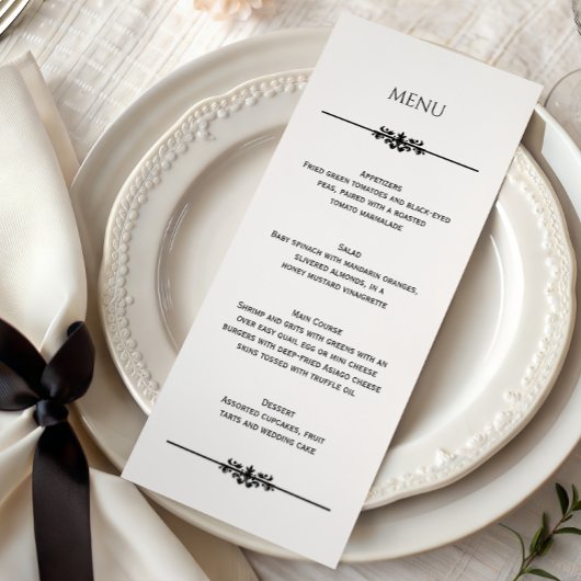 Simple Black and White Elegant Wedding | Menu メニュー