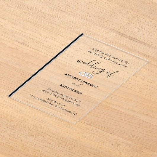 Simple Black and White Formal Wedding - Custom アクリル招待状 (レイダウン)