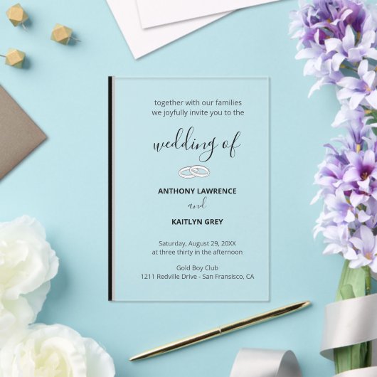 Simple Black and White Formal Wedding - Custom アクリル招待状 (インサイチュ (ウェディング))