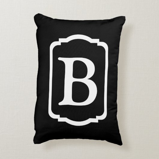 Simple Black and White Framed Monogram アクセントクッション (裏面(縦))