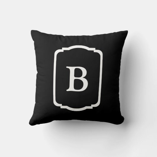 Simple Black and White Framed Monogram クッション (裏面)