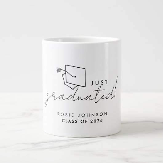 Simple Black and White Graduation Mug Gift ジャンボコーヒーマグカップ (正面)
