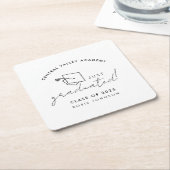 Simple Black and White Graduation Paper Coasters スクエアペーパーコースター (アングル)