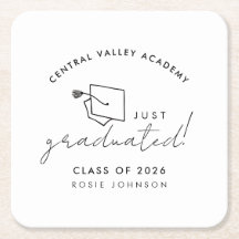 Simple Black and White Graduation Paper Coasters