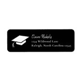 Simple Black and White Graduation Return Address ラベル (正面)