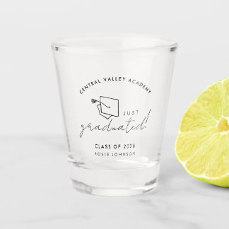 Simple Black and White Graduation Shot Glass Gift ショットグラス
