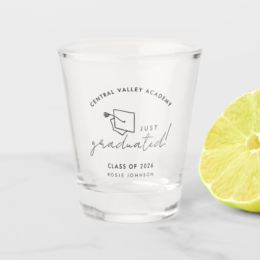 Simple Black and White Graduation Shot Glass Gift ショットグラス (正面)