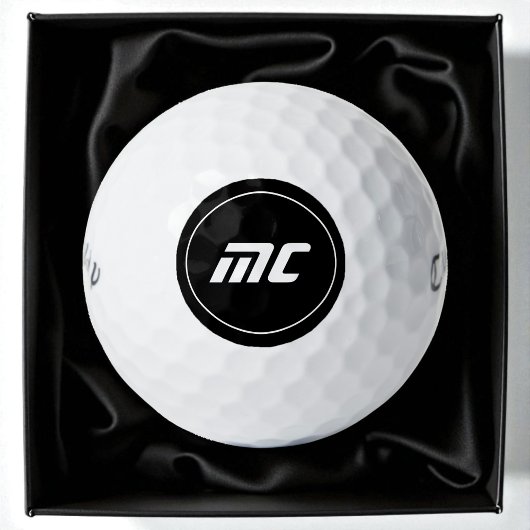 Simple Black and White Initials Cool Monogram ゴルフボール