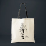 Simple Black and white letter T rustic floral トートバッグ<br><div class="desc">Trendy Farmhouse rustic Letter T monogrammed Tote Bag</div>