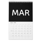 Simple Black and White Minimalist 2026 カレンダー (3月 2027)
