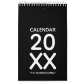 Simple Black and White Minimalist 2026 カレンダー (カバー)