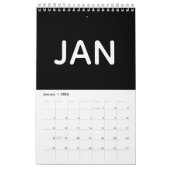 Simple Black and White Minimalist 2026 カレンダー (1月 2026)