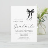 Simple Black and White Modern Bow Photo Graduation 案内状 (スタンド正面)