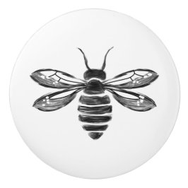 Simple Black and White Modern Hand-drawn Cute Bee セラミックノブ