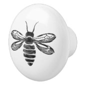 Simple Black and White Modern Hand-drawn Cute Bee セラミックノブ (右)