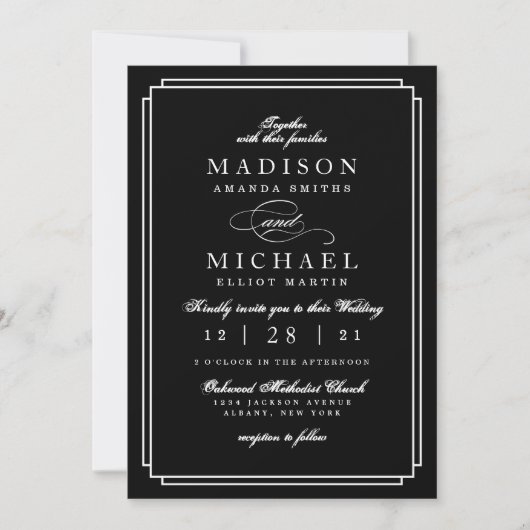 Simple Black and White Modern Wedding Invitation シーズンカード (正面)