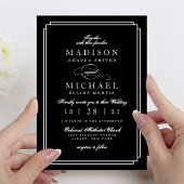 Simple Black and White Modern Wedding Invitation シーズンカード