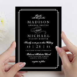 Simple Black and White Modern Wedding Invitation シーズンカード