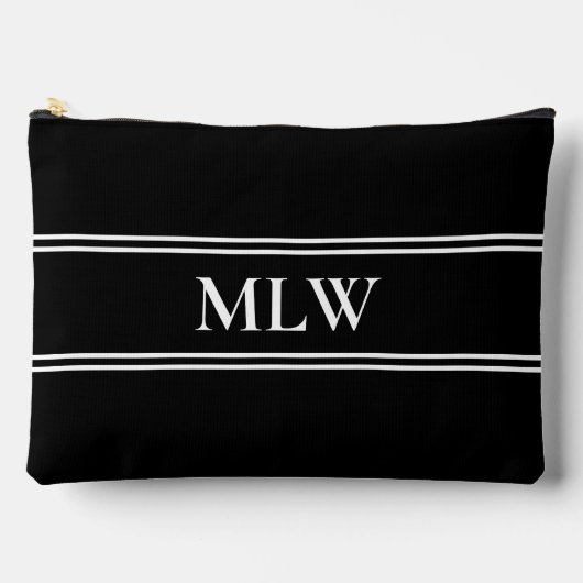 Simple Black and White Monogram Template アクセサリーポーチ (正面)