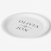 Simple Black and White Names Wedding ペーパープレート (アングル)