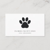 Simple Black and White Paw Print Dog Groomer 名刺 (正面)