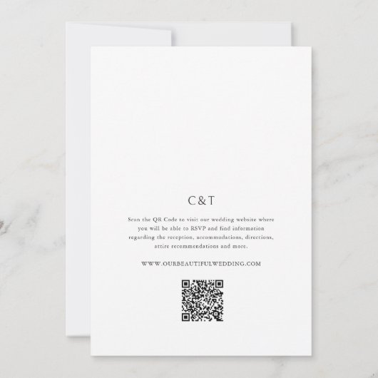 Simple Black and White QR Code Clean Wedding 招待状 (裏面)